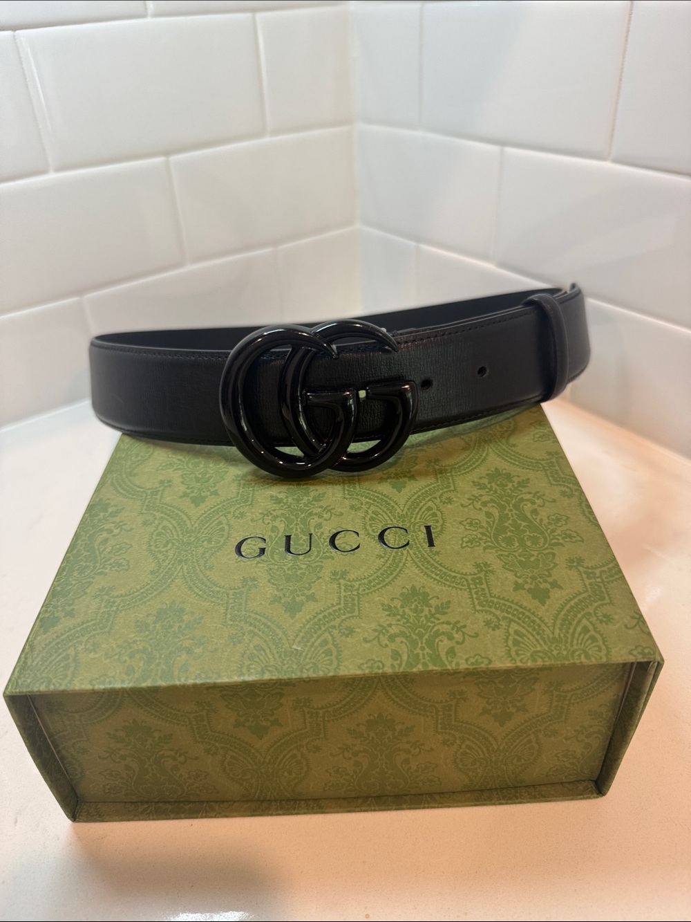 Gucci Black  Double G Buckle Belt